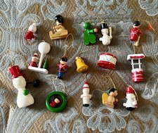 VTG Lot Of 15 Miniature Wooden Christmas Ornaments - handmade Painted picture
