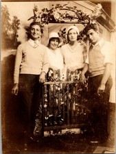 Vintage 1920s-30s RPPC Real Photo Postcard Four People Studio Portrait Gate picture