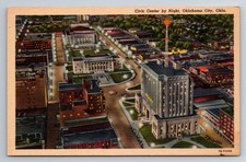 OK, Oklahoma City, Civic Center, Night View, Aerial View, Vintage Postcard picture