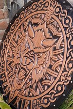 Viking Wood Wolf Shield Wolf-Themed Medieval Display Shield picture