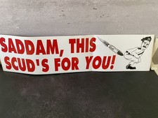 Vintage Desert Storm Saddam Hussein Bumper Sticker  Patriotic Scud Missile picture