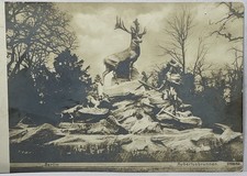 1905 Rppc Berlin Germany Hubertus bronze stag Statue Tiergarten Park postcard picture