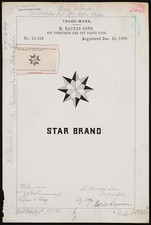 1896 Trademark Registration M. Backes Sons Star Brand Toy Torpedoes Caps picture