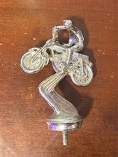 Vintage Motorcycle Racer Trophy Topper Metal Figure Motorbike Screw -  picture