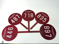 Lot Of 5 Vintage Sotheby’s Auction Bid / Bidder Paddle Double Sided Red picture