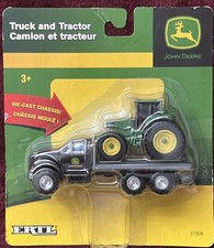 ERTL John Deere Dealer Flatbed Truck with Tractor, 1/64 Scale, NIB. picture