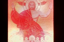 Vintage Found Slide photograph  Christ in Glory with Disciples Artwork picture