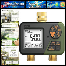 Diivoo Brass Sprinkler Timer 2 Zone, IP66 Waterproof Programmable Water Hose Tim picture