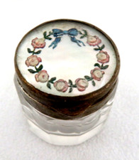 RARE SIGNED ~ Vanity Dresser Jar Austria ~ Mother of Pearl Top picture