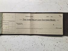 Vintage  1920s Dubuque Iowa Trust and Savings Bank Blank Checks Leather Book picture