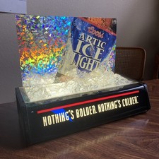 Coors Arctic Ice Lighted Beer Sign Florescent Display Light Artic Ice Bar Cave picture
