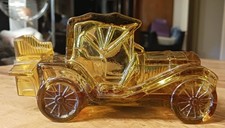 Vintage 1970s Avon Packard Roadster Amber Glass Decanter Car Bottle - PART FULL picture