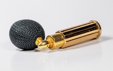 Vintage Lanvin Arpege Empty Gold Tone Purse Atomizer Black Crochet Bulb 1950s picture