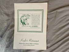 Kugler's Restaurant Menu Philadelphia Pennsylvania PA 1940's 1950's Vintage picture