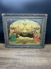 Antique c1904 Interior of Christ’s Grave Chromolithograph Framed Catholic picture
