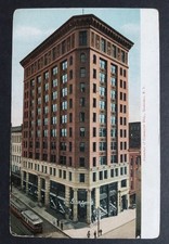 Rochester NY Chamber of Commerce Bldg. Garson's Trolley H. Leighton Postcard picture