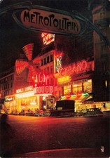 Paris France Moulin Rouge Night View Vintage Continental Postcard Unposted picture