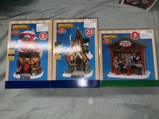 LOT OF 3 LEMAX CHRISTMAS VILLAGE HOUSES / ELF LANE NO. 1 AND 4, SPIRIT CAFE *nib picture