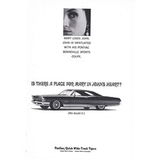 Pontiac Bonneville Sports Coupe Car Auto 1960s Vintage Print Ad 9 inch Tall picture