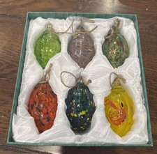 New 6 Pack Hand Blown Glass Ornaments picture