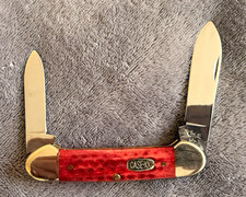 Sexy Vintage Red Bone CASE XX 62131 Canoe Knife Jigged Bone Handle MINT picture