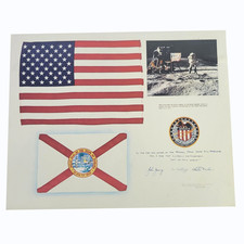 Vintage 1972 NASA Apollo 16 KSC Employee Appreciation Litho Flag Print 8x10 picture