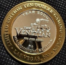 THE VENETIAN HOTEL & CASINO Limited Edition 999% .6 Oz Pure Silver Strike Center picture