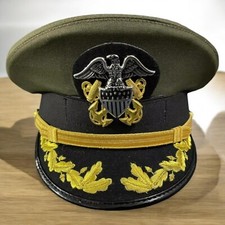 WWII WW2 US Navy Senior Men's Officer Visor Embroidered Hat Caps Reproduction picture