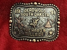 Rodeo☆1991☆X~Treme Bull Riding Champion Trophy Buckle☆Deadwood South D.☆Rare☆R49 picture