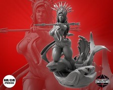 Curvy Sea Goddess with Shark Miniature High Fantasy Figure NSFW SFW 3D Print picture