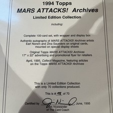 1994 Topps Mars Attacks Archives Only 70 Made 100 Card Set Autos Poster Rare picture