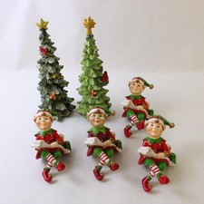 Six Rite Aid Home for the Holidays Christmas Decorations - 4 Elves and 2 Trees picture