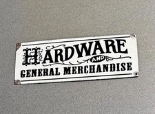 VINTAGE 12” HARDWARE STORE PORCELAIN SIGN CAR GAS OIL TRUCK MOTORCYCLE picture