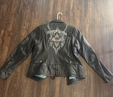 Women's Genuine Leather Embroidered Harley Davidson Jacket picture