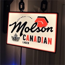 Molson Canadian Lager Hanging Lighted Sign – Wall Mount Bar & Man Cave Decor picture