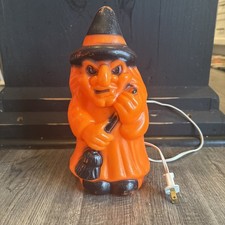 Vintage 1981 Empire Halloween Witch Blow Mold Orange Black Light 9.5