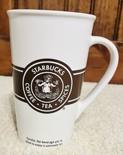 Starbucks Coffee Tea Spices 2008 Old Original Siren Logo 16 Ounce Tall Mug Used. picture