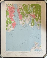 MAP FISHERS ISLAND NEW LONDON CT QUADRANGLE LONG ISLAND SOUND 1958 USGS TOPO MAP picture