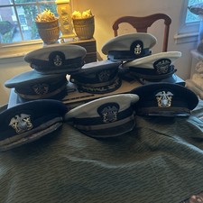 US NAVY  VINTAGE OFFICERS HATS UNKNOWN RANKS MOST ARE WW2 picture
