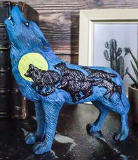 Alpha Wolf Spirit Collection Howling Cries Of The Full Moon Night Statue Decor picture