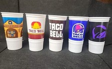 Taco Bell 5 Nostalgic Limited Edition Commemorative Plastic Drink Cups ‘60 - '20 picture