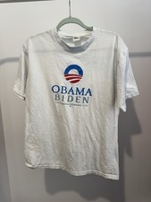 Vintage 2008 Obama Biden Campaign T-Shirt Mens Large White Union Made in USA picture