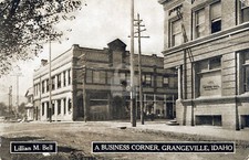 Business Corner c.1912 Grangeville ID Idaho Picture Postcard COPY picture