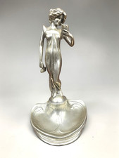 Art Nouveau Woman In Fine Silver-plated Pewter statue  1900s marked picture