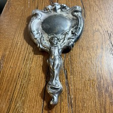 Antique Art Nouveau Silverplate Beveled Hand Mirror, Cupid & Arrow, 1904 Derby picture