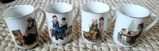 Vintage 1982 Norman Rockwell Museum Collection Set of 4 Coffee Cups Mugs picture