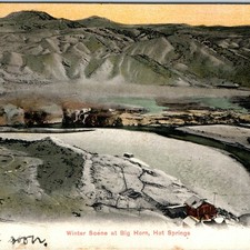 c1900s Big Horn River Hot Springs, WY Winter Scene Litho Postcard Thermopolis picture