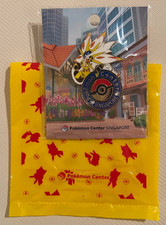 Brand New Pokemon Center Singapore Exclusive Solgaleo Pikachu Logo Pin 2026 picture