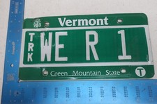 Vermont VT License Plate Tag Vanity Truck Unity Togetherness We Are One WE R 1 picture