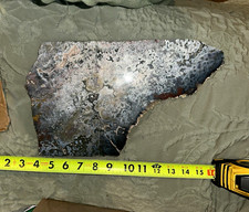 Polished Lapidary Slab Slice Approx 15 in x 13 in Black Gray Red Pattern picture